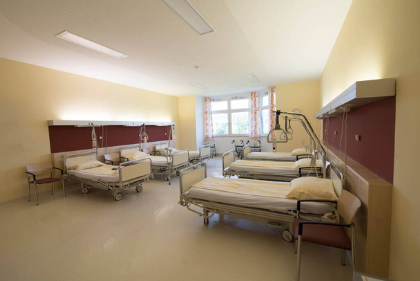 Hospital bed and bed occupancy in health care and medical system - Foto, Imagem