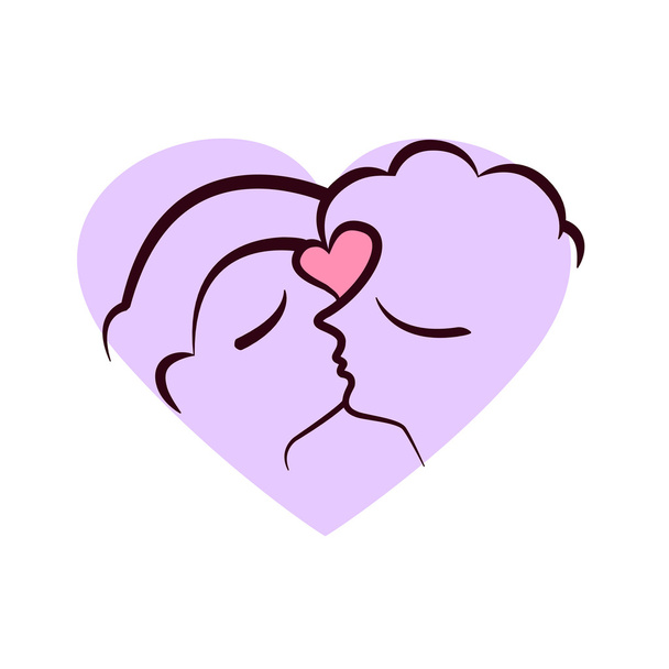 Two faces kissing - Vecteur, image