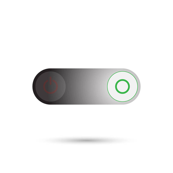 Przyciski zasilania w stylu Off Push, przyciski Off są zamknięte w kolorze czerwonym, przyciski On są zamknięte w kolorze zielonym z białym tle. - Zdjęcie, obraz