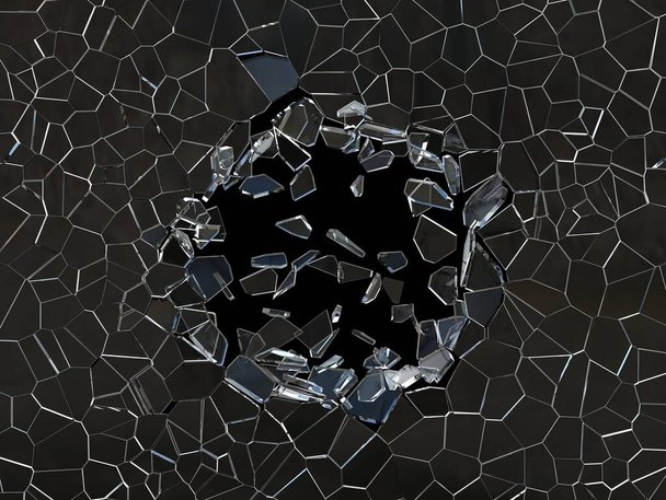 Крупним планом знімок розщеплення скла в круглій формі - 3D ілюстрація
 - Фото, зображення