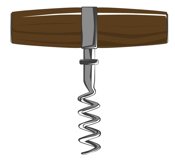 Corkscrew with wooden handle - Vector, Image
