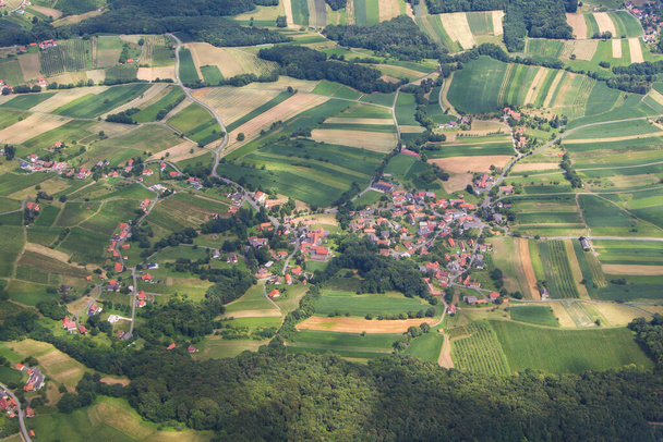 Aerial view of hills and villages in Styria, Steiermark, Austria - Фото, изображение
