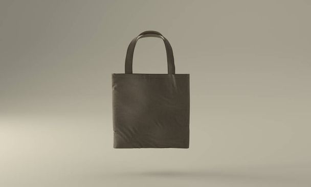 Un'illustrazione in 3D di un realistico Mockup di una tote bag grigia su sfondo bianco - Foto, immagini
