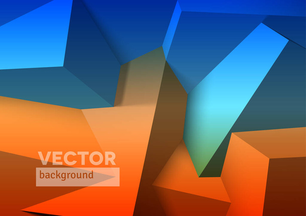 Abstract background with realistic overlapping blue and orange cubes - Vecteur, image