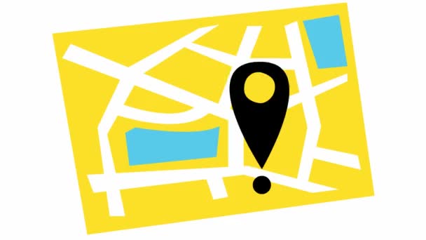 Video with map and distance marker. Animated hand drawn doodle of travel. Travel concept. Bright flat vector illustration isolated on white background. - Footage, Video