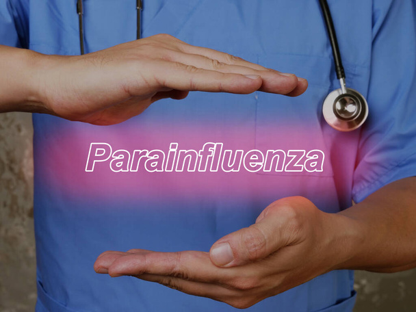 Inscripción de parainfluenza en la hoja - Foto, Imagen