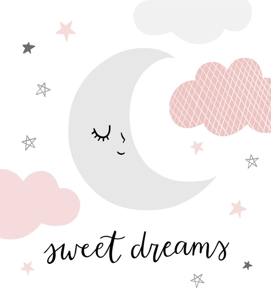 sweet dreams cartoon pattern, vector illustration - Vector, Image