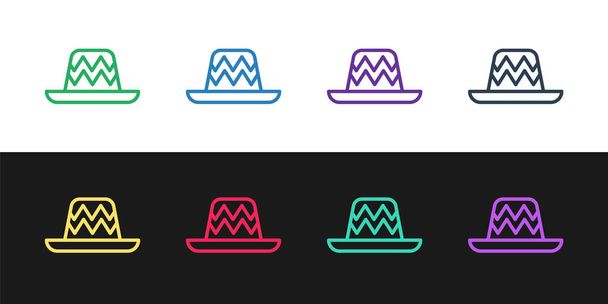 Set line Traditional mexican sombrero hat icon isolated on black and white background.  Vector - Vector, Image