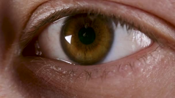 Közelkép videó barna szemről ujjal - Felvétel, videó