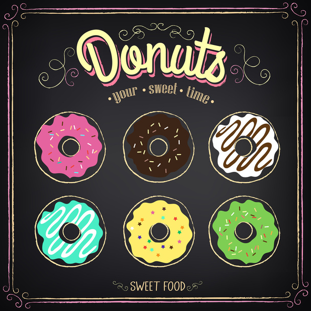 Vintage Poster. Donuts set - Vector, afbeelding
