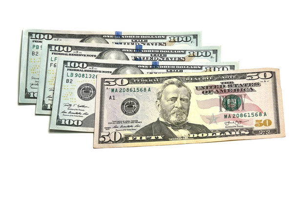 100 and 50 dollars, paper banknotes, finance - Φωτογραφία, εικόνα