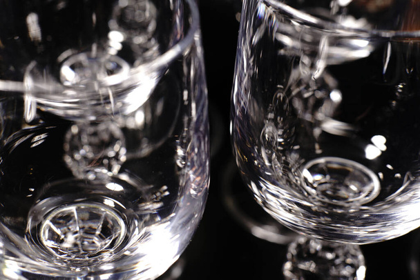 Vodka glasses on a black background. Closeup. - Photo, Image