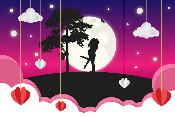 couple in love silhouette, simple vector illustration - Vector, Image