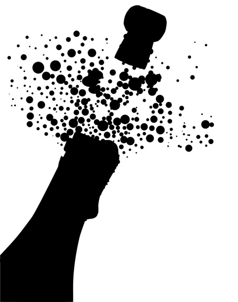 silhouette üveg pezsgő - Vektor, kép