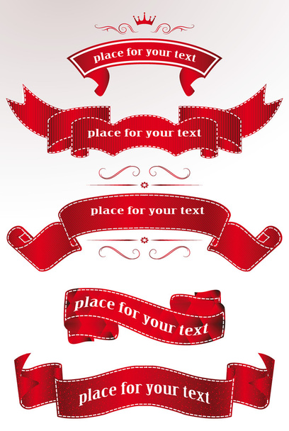 Set of red holiday ribbons - Vector, imagen