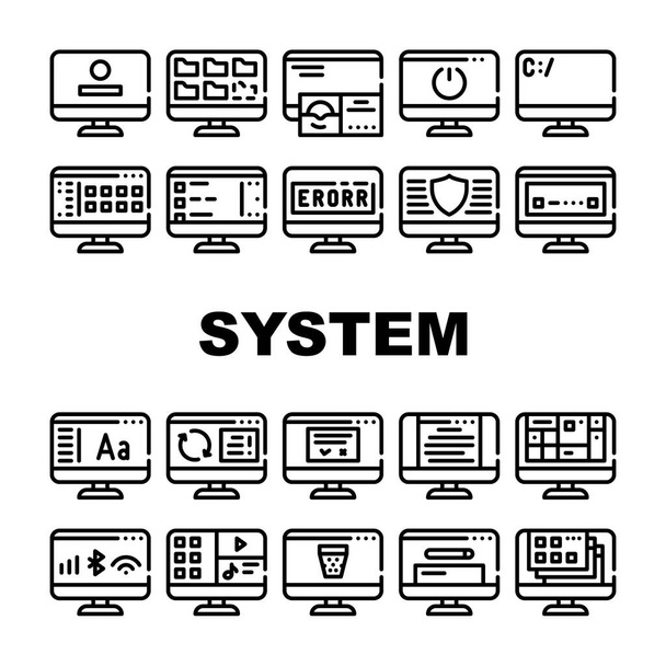 Betriebssystem PC Collection Icons Set Vektor - Vektor, Bild