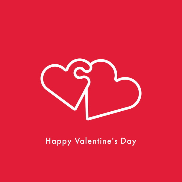 Happy Valentines Day text with puzzle hearts. - Vector, afbeelding