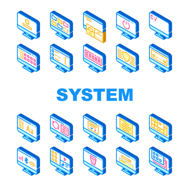 Sistema operativo Pc Collection Icons Set vettoriale - Vettoriali, immagini
