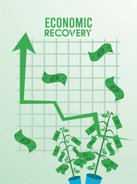 статистика восстановления экономики стрелка с счетами заводов - Вектор,изображение