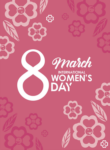 giornata internazionale delle donne manifesto di celebrazione con il numero otto e fiori - Vettoriali, immagini