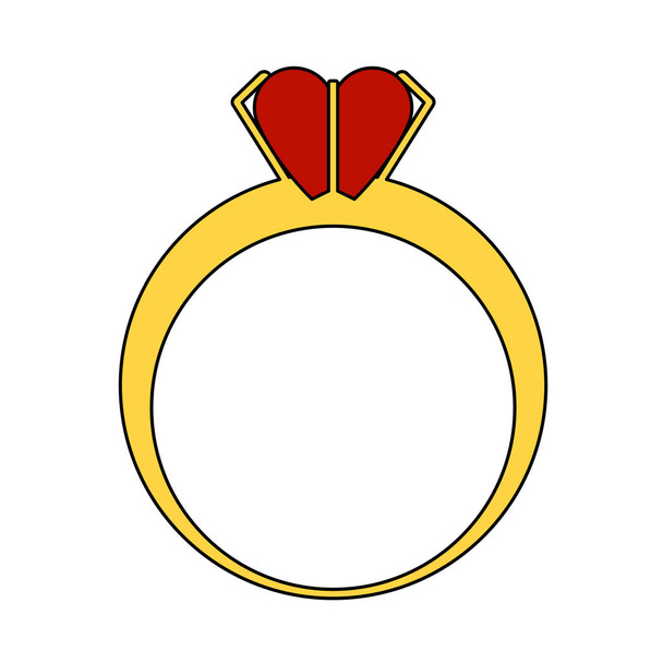 Valentine Heart Ring Ikone vorhanden. Editierbare Umrisse mit Farbfülldesign. Vektorillustration. - Vektor, Bild