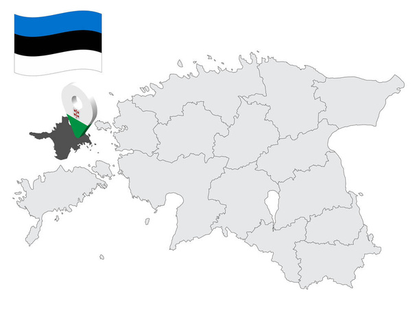 Location  Hiiu County on map Estonia. 3d location sign similar to the flag of Hiiu County. Quality map  with  counties of Estonia for your design. EPS10. - Vector, Image