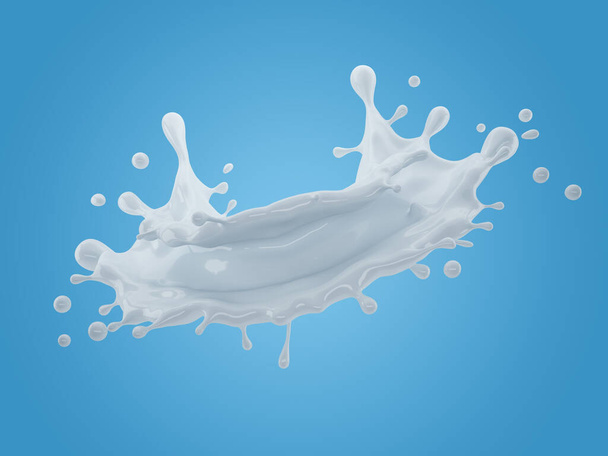3d ilustração de leite respingo no gradiente azul fundo com recorte caminho - Foto, Imagem