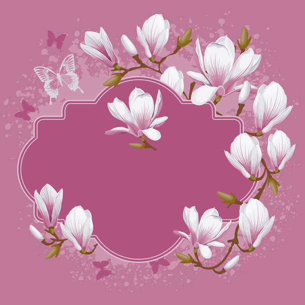 Vintage card with magnolia - Vector, Image