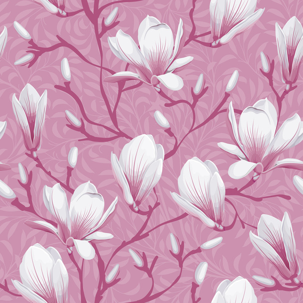 λουλουδάτο μοτίβο άνευ ραφής - magnolia - Διάνυσμα, εικόνα