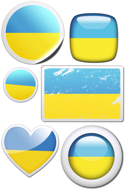 zestaw naklejek i przyciski - Ukraina  - Zdjęcie, obraz