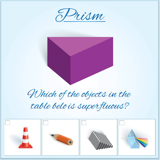 Prism. Obrázek objemové geometrické figury s příklady těchto objektů. Vektorová ilustrace - Vektor, obrázek