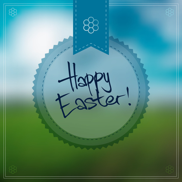 Happy Easter Vector Background With a Round Label - Vector, Image