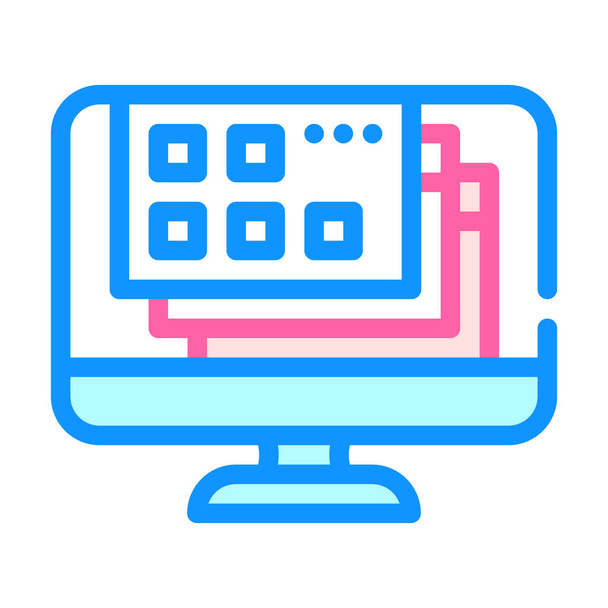 finestre aperte di illustrazione vettoriale icona a colori del sistema operativo - Vettoriali, immagini