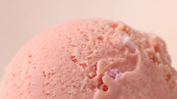 closeup of pink ice cream scoop macro zoom out - Footage, Video