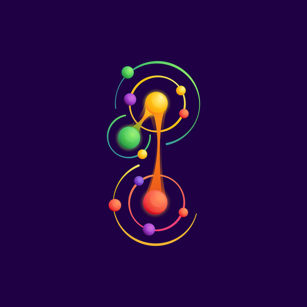 Logo číslo jedna s atomovými drahami. Vektorové živé ikony ideální pro použití v jakékoliv vědecké štítky, technologické plakáty, astronomie identity, atd. - Vektor, obrázek