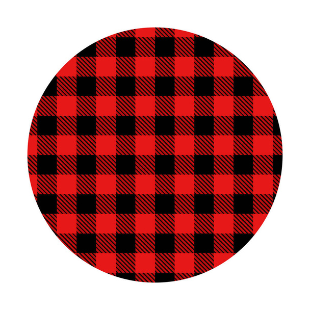 Un cerchio di tessuto plaid nero e rosso alla moda. Per la stampa su tessuti, magliette, tazze, cuscini, appliques.  - Foto, immagini