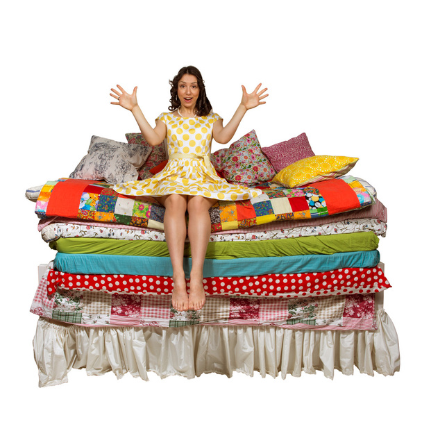 Princess and the Pea isolated white background - Foto, Bild