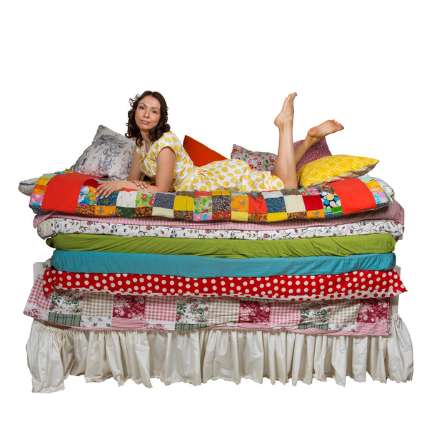 Princess and the Pea isolated white background - Foto, imagen
