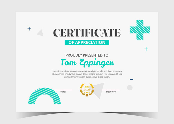 Certificate of Appreciation template, certificate of achievement, awards diploma template - Vector, Image
