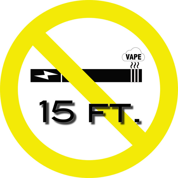 Nincs gőzölés 15 lábon belül sárga figyelmeztető táblán - gőzölés tilalma - átlátszó háttérrel elszigetelve. - Vektor, kép