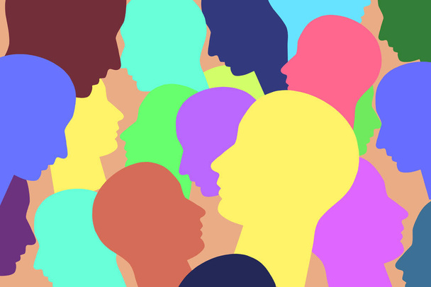 силуэты разноцветных голов идеи толпы людей - Фото, изображение