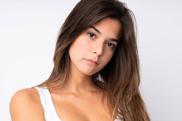 Portrait of pretty teenager Brazilian girl over isolated background - Φωτογραφία, εικόνα