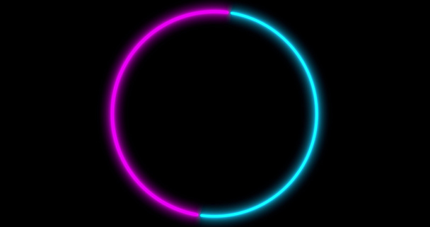 Neon Circle Hintergrund mit LED-Rahmen Bildschirme. Fluoreszierende abstrakte blaue, violette Spektralfarbe. UV-Licht. Virtuelle Realität Zukunftsdesign 3D-Renderer. 3D-Illustration - Foto, Bild