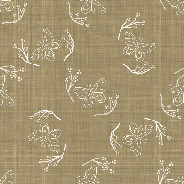 Seamless background butterfly gender neutral pattern. Whimsical minimal earthy 2 tone color. kids nursery wallpaper or boho cartoon bug fashion all over print. - Photo, Image