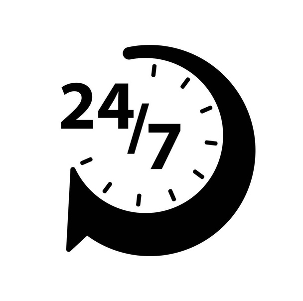 24 7 klok teken op witte achtergrond - Vector, afbeelding