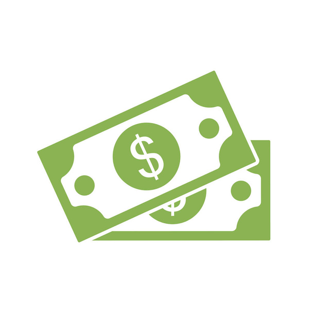 Dollar cash icon. Currency symbol.  Green money in flat style. Vector illustration isolated on white background. - Vector, Image