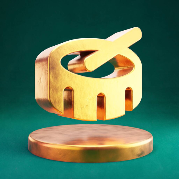 Icône de batterie. Fortuna Gold Drum symbole avec Tidewater fond vert. Icône des médias sociaux. - Photo, image