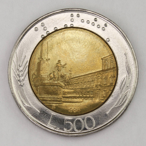 500 lirów 1984, włoska moneta lirowa, front, Włochy, vintage - Zdjęcie, obraz
