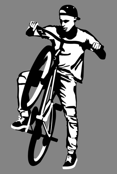 ασπρόμαυρη διανυσματική απεικόνιση ποδηλάτη - Διάνυσμα, εικόνα