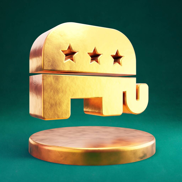 Республіканська ікона. Fortuna Gold Republican symbol with Tidewater Green background Соціальні медіа. - Фото, зображення